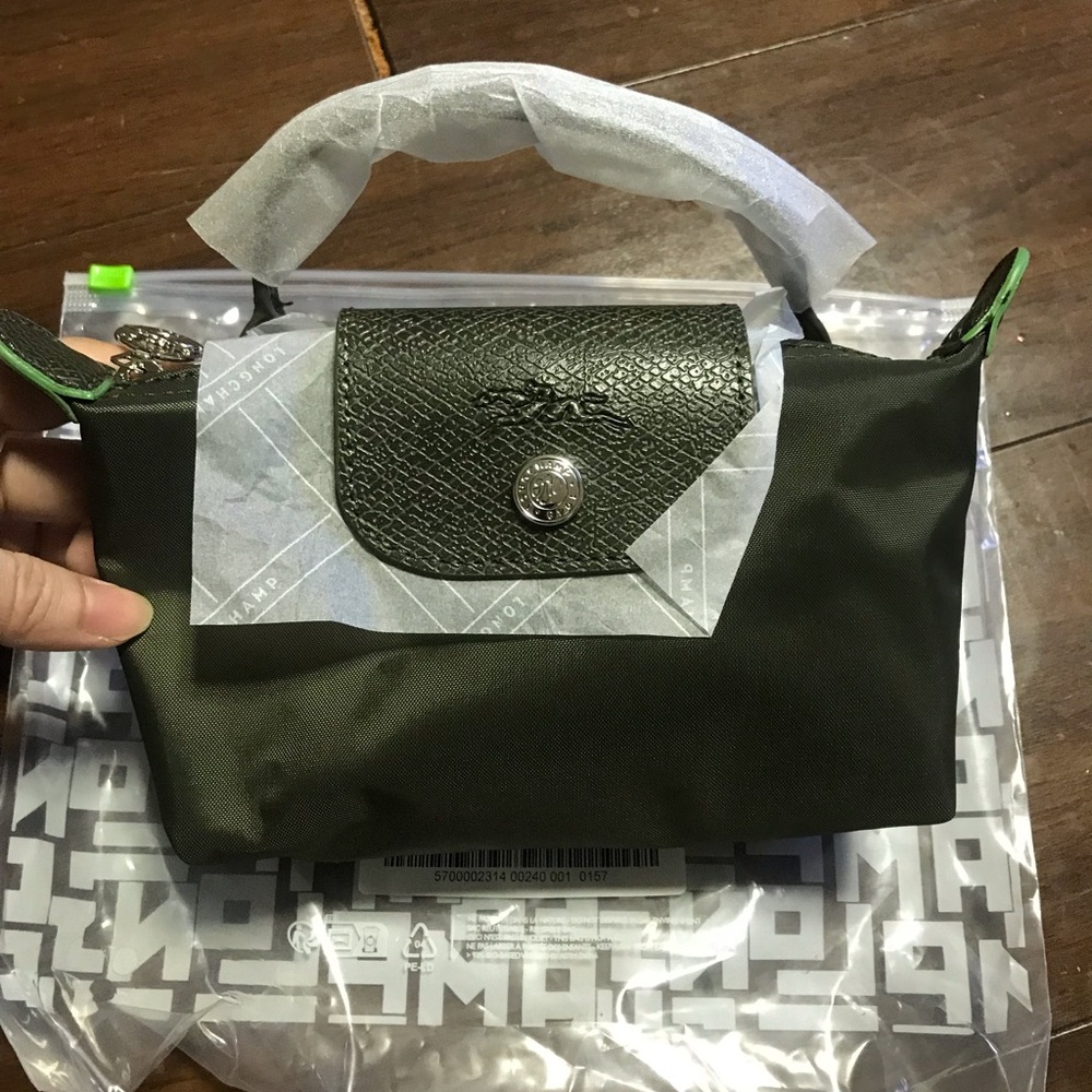 Longchamp Mini Top-Handle Bag in Loden with Dark Green Flap